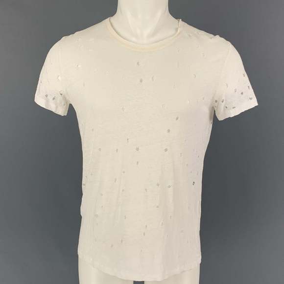 IRO Other - IRO White Distressed Linen Crew-Neck Clay T-shirt